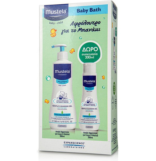 Mustela Baby Bath Πακέτο Προσφοράς Gentle Cleansing Gel Τζελ Καθαρισμού για Πρόσωπο, Σώμα & Μαλλιά, 500ml & Δώρο 200ml