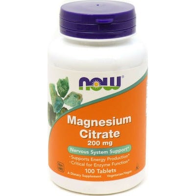 NOW FOODS Magnesium Citrate 200mg Συμπλήρωμα Διατροφής Για Την Καλή Λειτουργία Μυϊκού & Νευρικού Συστήματος x100 Δισκία