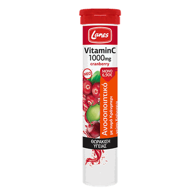 Lanes Βιταμίνη C 1000mg + Cranberry 20 αναβράζουσε