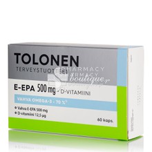 Tolonen E-EPA 500mg & Vitamin D3 12.5mg - Ωμέγα-3 Λιπαρά Οξέα & Βιταμίνη D, 60 caps