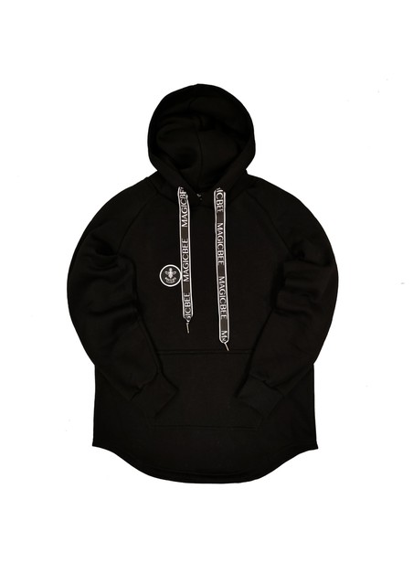 Magic bee logo cord hoodie - black