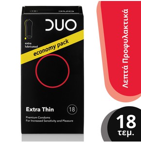 Duo Extra Thin Economy Pack Πολύ Λεπτά, 18τμχ