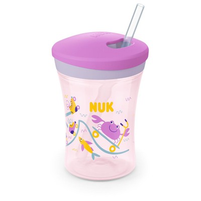 NUK Action Cup Εκπαιδευτικό Ποτηράκι Με Καλαμάκι 12m+ 230ml Σε Διάφορα Χρώματα