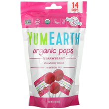 YumEarth Organic Pops Strawberry - Βιολογικά Γλειφιτζούρια Φράουλα, 14τμχ