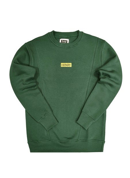 Henry clothing green sweatshirt gold patch