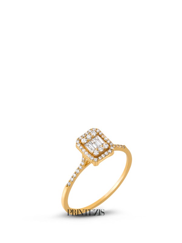 Δαχτυλίδι Χρυσό Κ18 με Λευκό Ζαφείρι και Διαμάντια