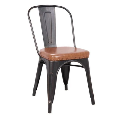 Καρέκλα Μεταλλική Στοιβαζόμενη Antique Black PU Κά