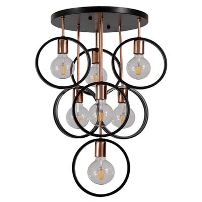 Pendant Light 7 Lights Rosette Black With Copper