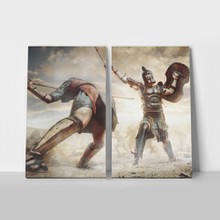 Ancient greek warrior fighting in the combat
