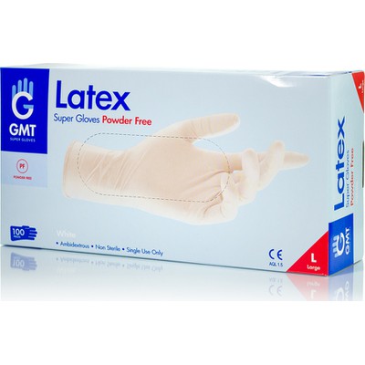 GMT Γάντια Latex Μίας Χρήσης Χωρίς Πούδρα - Συσκευασία 100 Τεμαχίων - Επιλέξτε Μέγεθος