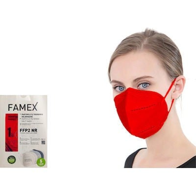FAMEX Μάσκα Προσώπου Υψηλής Προστασίας KN95-FFP2 Χωρίς Βαλβίδα Κόκκινο x20