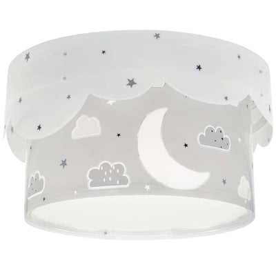 Kid'S Gray Ceiling Light Moon 2Xe27 15W