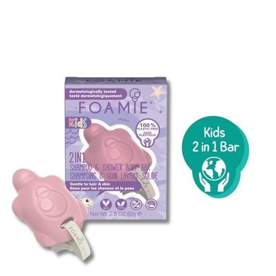 FOAMIE Kids 2in1 Shampoo & Shower Body Bar Turtelly Cute Παιδικό Αφρόλουτρο & Σαμπουάν Ροζ Χελώνα 80g
