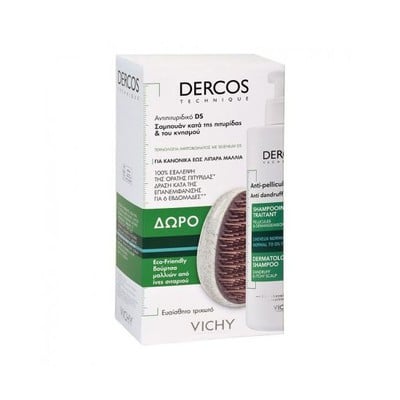 VICHY Dercos Shampoo Antidan.Norm.390ml + Δώρο Eco-Friendly Βούρτσα Μαλλιών
