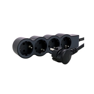 Socket Outlet Standard 4-Way Cable 5m Black