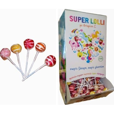Super Lolli Γλειφιτζούρι με Βιταμίνη C 8gr (5 τεμά