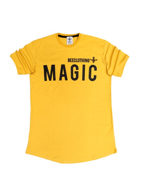 Magic bee curved hem glossy logo tee - yellow