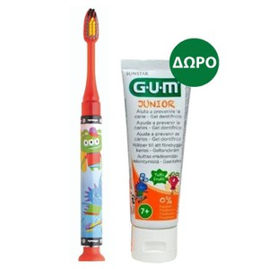 GUM Light-up Κόκκινη παιδική οδοντόβουρτσα που ανα