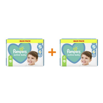PAMPERS Βρεφικές Πάνες Active Baby No.6 13-18Kgr 88 Τεμάχια Maxi Pack (2 Συσκευασίες Των 44 Τεμαχίων)