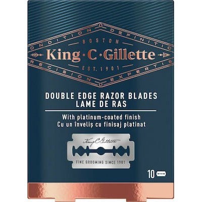 GILLETTE King C Double Edge Razor Blades Ξυράφια Διπλής Ακμής Από Ανοξείδωτο Ατσάλι & Επίστρωση Πλατίνας, 10 Τεμάχια