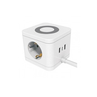 Socket Outlet Cube 3 Way+3 USB Wireless Charger Wh