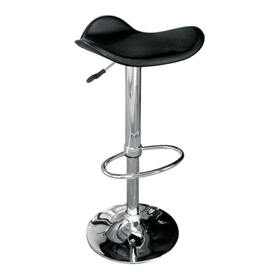 Saddle Σκαμπό Bar, Βάση Χρώμιο, pvc Μαύρο, Ρύθμιση