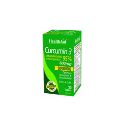 Health Aid Curcumin 3 Standardised With Piperine 95% 600mg Κουρκουμίνη Με Πιπερίνη 30 Φυτικές Ταμπλέτες
