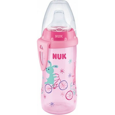 NUK Active Cup Παγουράκι Με Ρύγχος Σιλικόνης Ροζ 12m+ 300ml Σε Διάφορα Χρώματα
