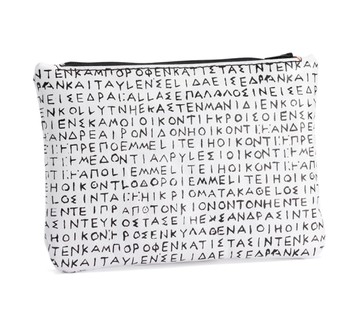 Erechtheion Inscription leather zip pouch