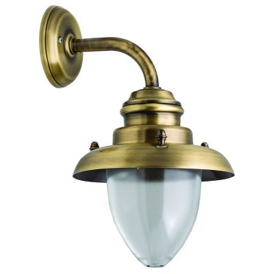 Brass Wall Light Antique Height:32cm Ε27 Ip43