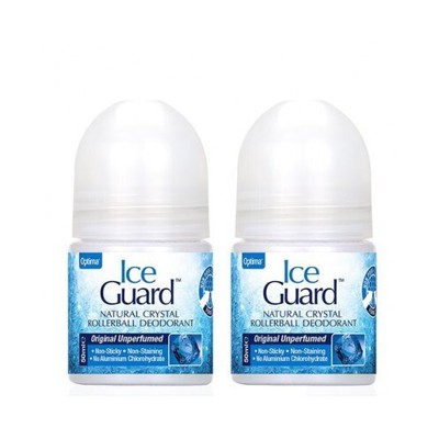 OPTIMA Ice Guard Natural Crystal Original Deodorant Roll-On Αποσμητικό Χωρίς Άρωμα -50% Στο 2ο Προϊόν, 2x50ml