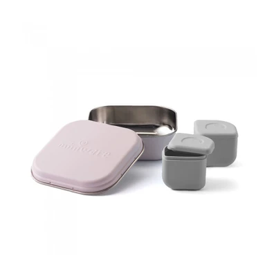 Miniware Des.12 Δοχείο Φαγητού Inox ροζ 15x15cm με