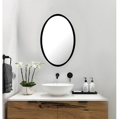 Καθρέπτης μπάνιου τοίχου 40x80 μαύρος lacobel οβάλ