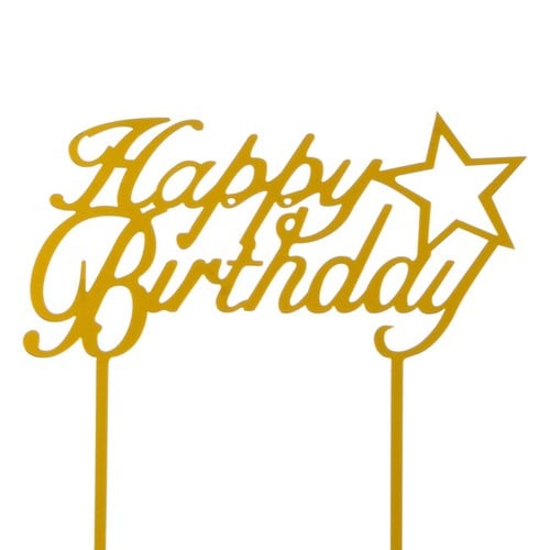 Dekorues Torte Happy Birthday Me Yll Gold 15x13 Cm