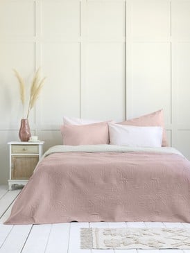 Bedspread Natara - Light Beige / Rose Pink