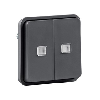 Cubyko IP55 Double Switch A/R Assembled Light Gray