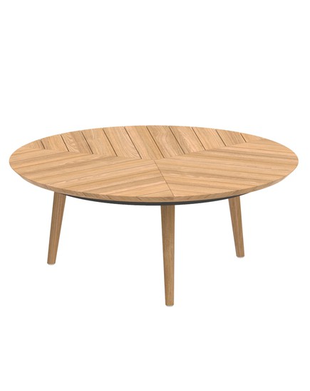 STYLETTO HIGH LOUNGE TABLE WITH TEAK TOP D120xH50c