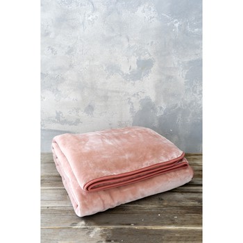 Κουβέρτα Βελουτέ Μονή (160x220) Coperta Pink Nima Home