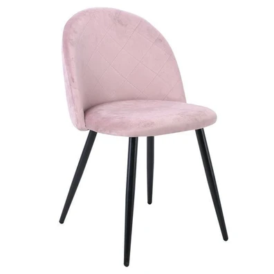 Chair Steel Black/Fabric Velure Dirty Pink 50x57x8