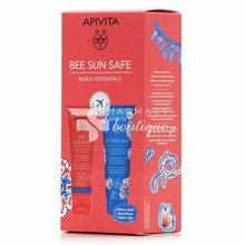 Apivita Σετ Beach Essentials (Travel Size) - Bee Sun Safe Hydra Fresh Face & Body Milk SPF50 - Αντηλιακό Γαλάκτωμα, 100ml & After Sun Cool & Sooth Face & Body Gel Cream - Δροσιστική Κρέμα Gel, 100ml