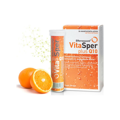 VITASPER Plus Q10 Πολυβιταμινούχο Συμπλήρωμα Διατροφής Με Γεύση Πορτοκάλι x30 Αναβράζοντα Δισκία