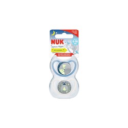 Nuk Space Night Glow In The Dark Silicone Pacifier In Case 6-18m 2 pcs