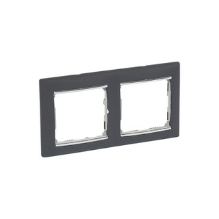 Valena Frame 2 Gangs Vertical Black/Aluminium 7703