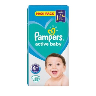 Pampers Active Baby Maxi Pack No 4+ (10-15Kg) 53τμ