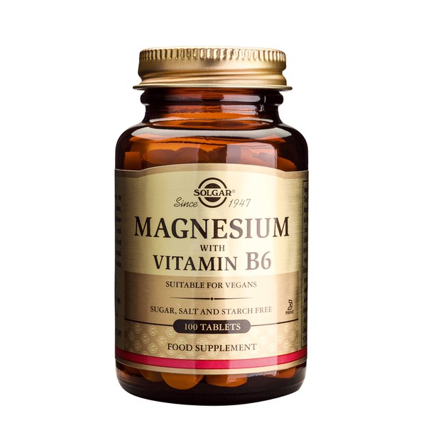 Solgar Magnesium + B6 Συμπλήρωμα Διατροφής Μαγνήσιο σε Συνδυασμό με Βιταμίνη Β6, 100tabs