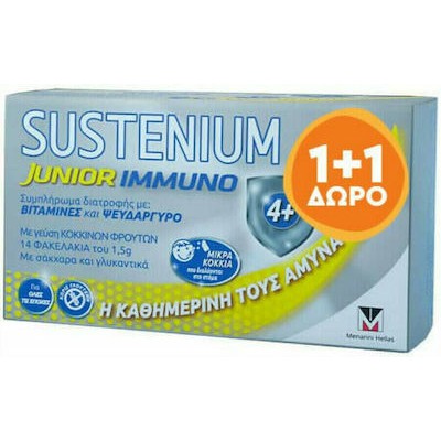 SUSTENIUM Menarini Sustenium Immuno Junior Συμπλήρωμα Διατροφής με Βιταμίνες & Ψευδάργυρο Γεύση Κόκκινων Φρούτων 1 + 1 Δώρο 
