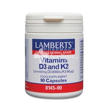 Lamberts Vitamin D3 2000iu and K2 90μg - Υγιή Οστά & Δόντια, 90 caps (8145-90)