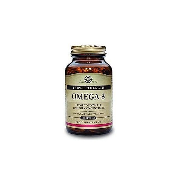 Solgar Omega 3 Triple Strength Συμπλήρωμα Διατροφής με Ωμέγα 3 Λιπαρά Οξέα για την Υγεία του Εγκεφάλου & του Καρδιαγγειακού Συστήματος, 50 softgels