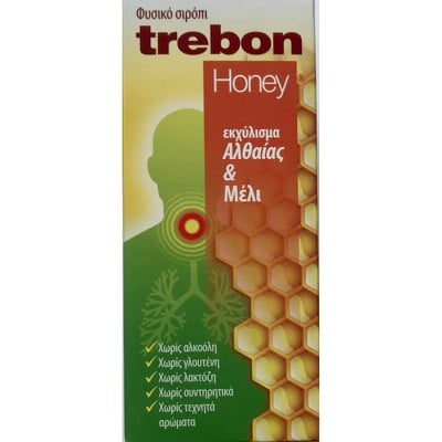 Uni-Pharma Trebon Honey 100ml - Φυσικό Σιρόπι Για Τον Ξηρό Βήχα & Πονόλαιμο Με Εκχύλισμα Αλθαίας & Μέλι