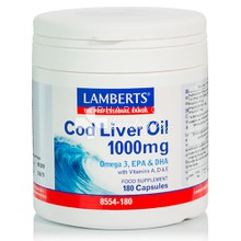 Lamberts COD LIVER OIL (Ω3 + Vit.A,D,E) 1000mg, 180caps